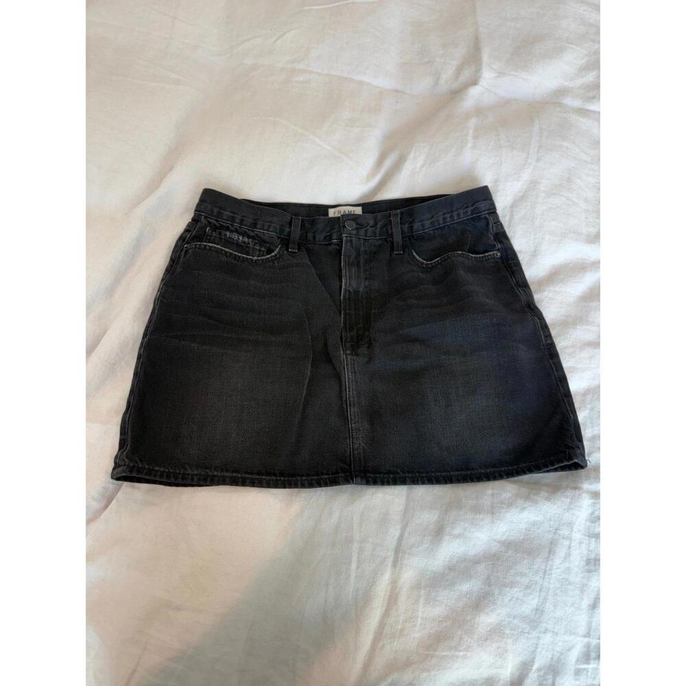 Frame Black Denim Mini Skirt